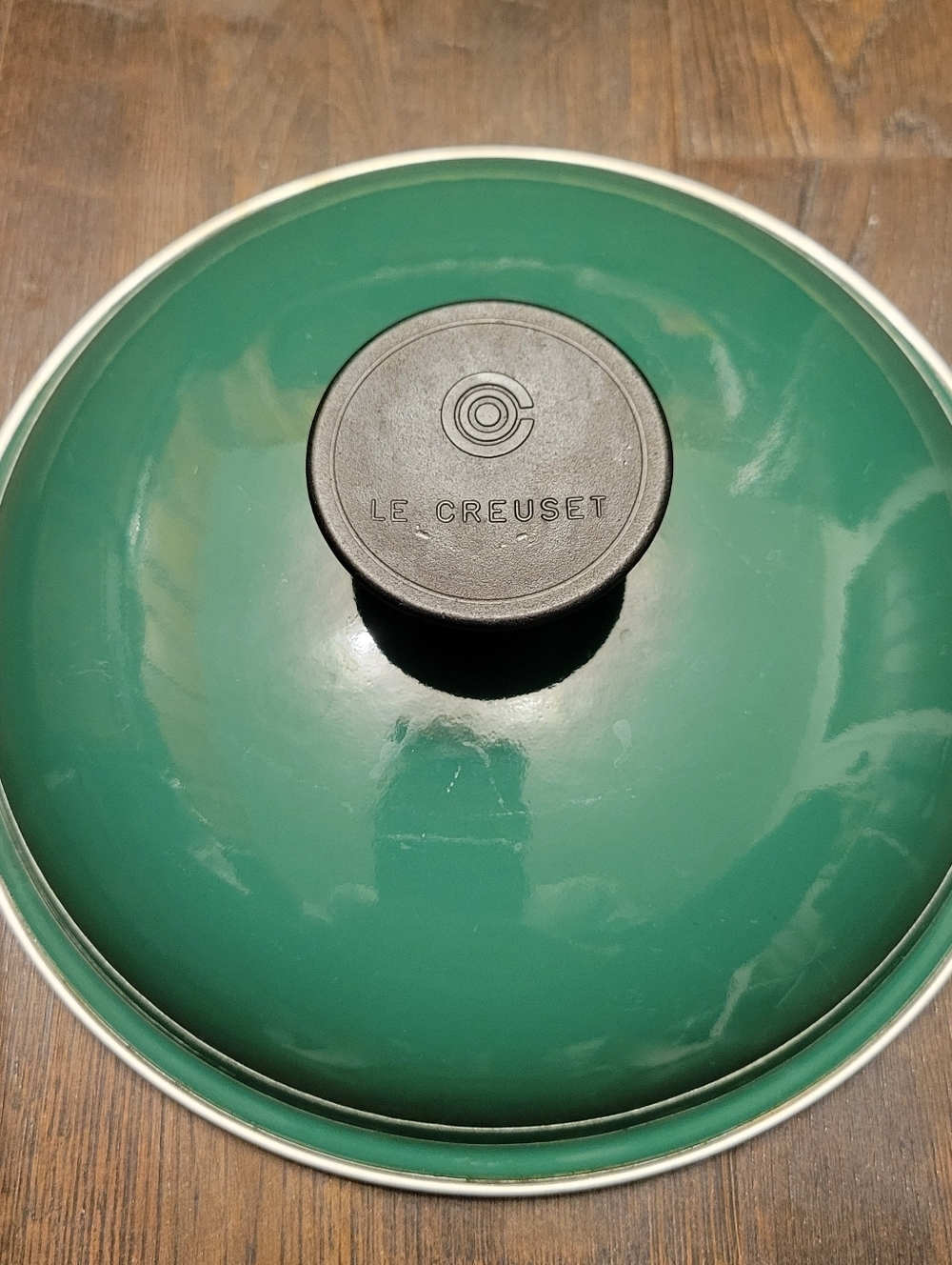 Vintage Le Creuset Green Enamel Steel Lid 8.5” Replacement Stockpot Saucepan Lid - Picture 6 of 6
